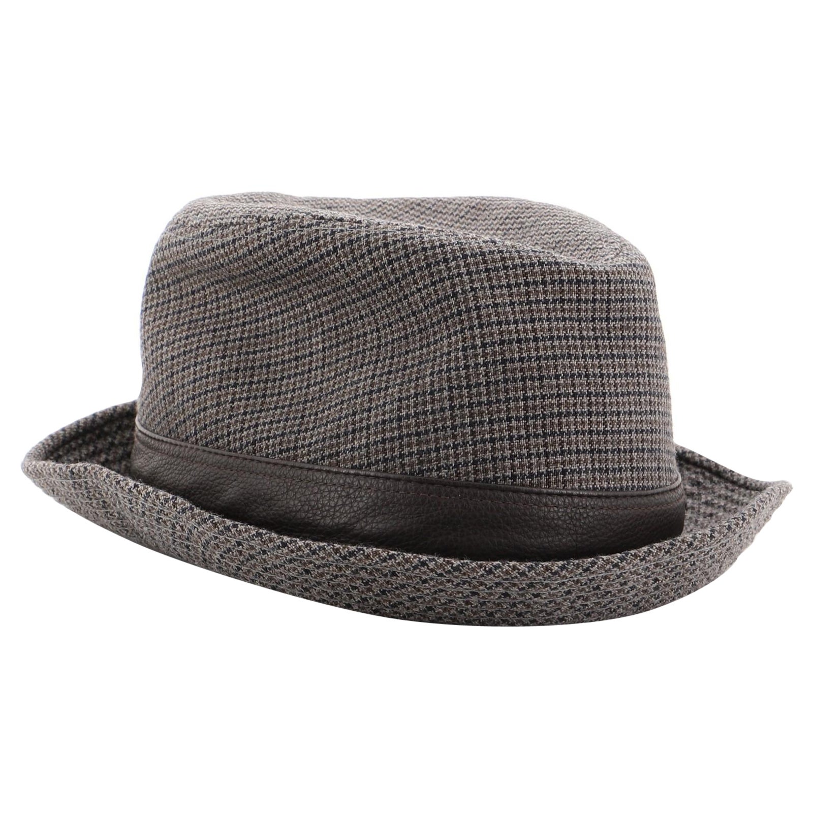 Hermes Fedora Hat Houndstooth Wool with 