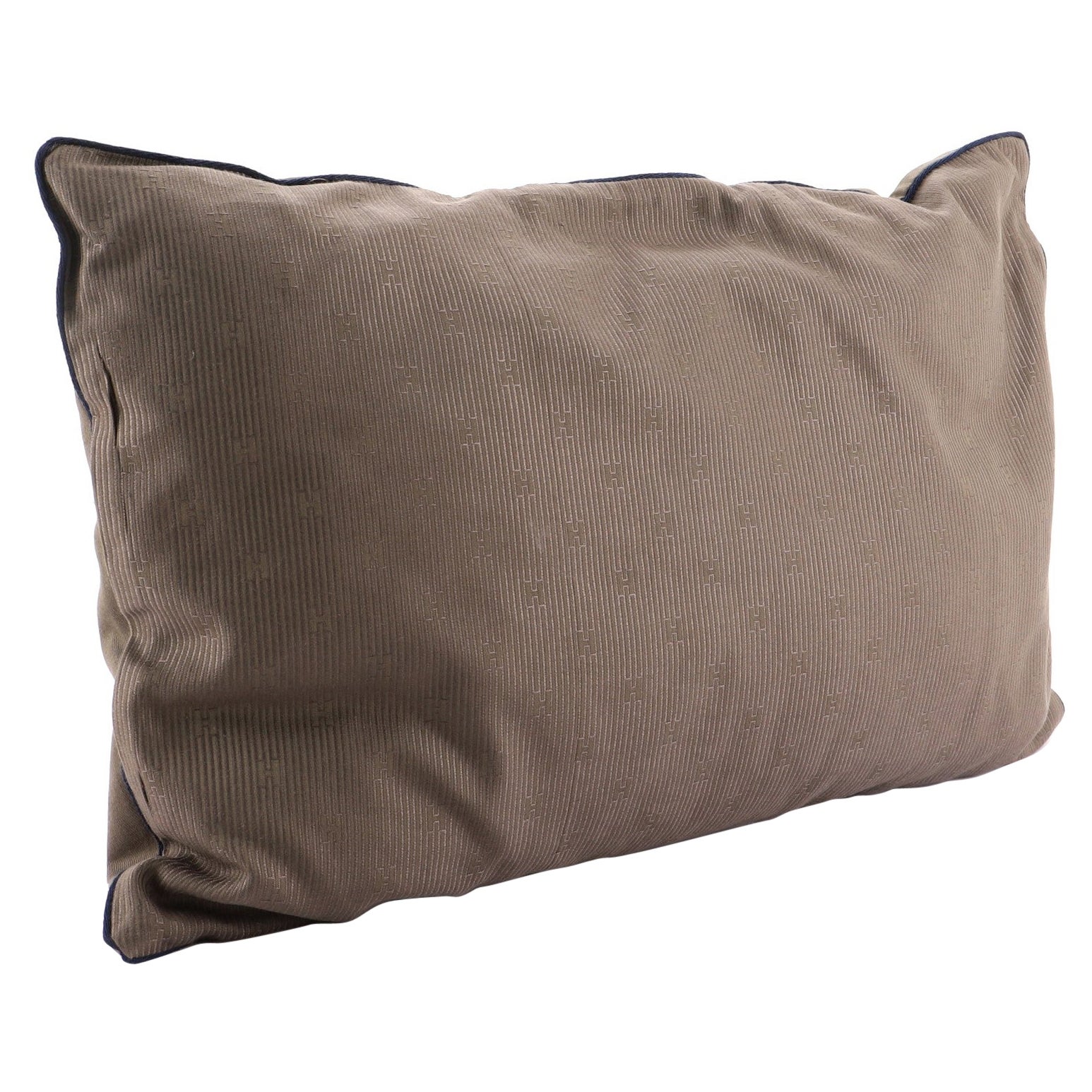 Hermes Cushion Avalon I PM Signature H Ecru and Gris Fonce Throw Pillow