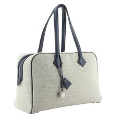 Hermes Victoria II Bag Toile with Leather 35 Neutral
