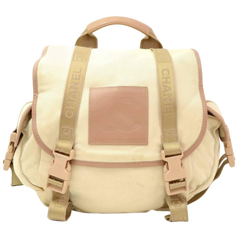 Chanel Sports Line Beige Canvas Backpack Bag