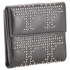 Christian Dior Bifold Wallet Cannage Studded Lambskin Black