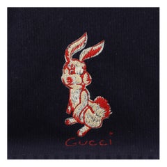 Gucci Kid's Throw Blanket Printed Wool with Applique Blue
