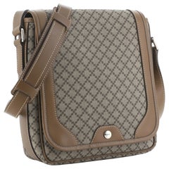Vintage Gucci Snap Flap Messenger Bag Diamante Coated Canvas Medium Brown