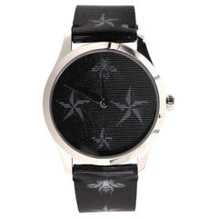 Vintage Gucci G-Timeless Bee Star Hologram Quartz Watch Stainless Steel and Leather 38