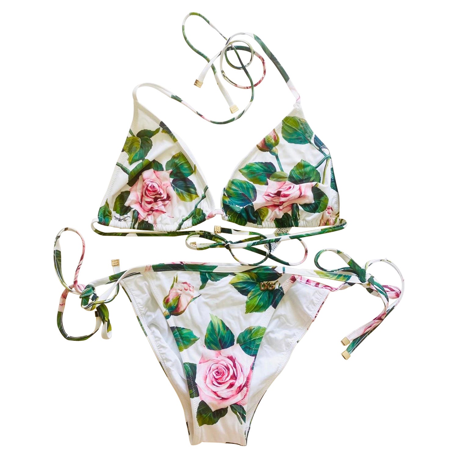 Dolce and Gabbana multicolour Tropical Rose bikini set swimwear For Sale at  1stDibs