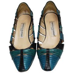 Vintage, Three Colours Blue shoes by Manolo Blahnik