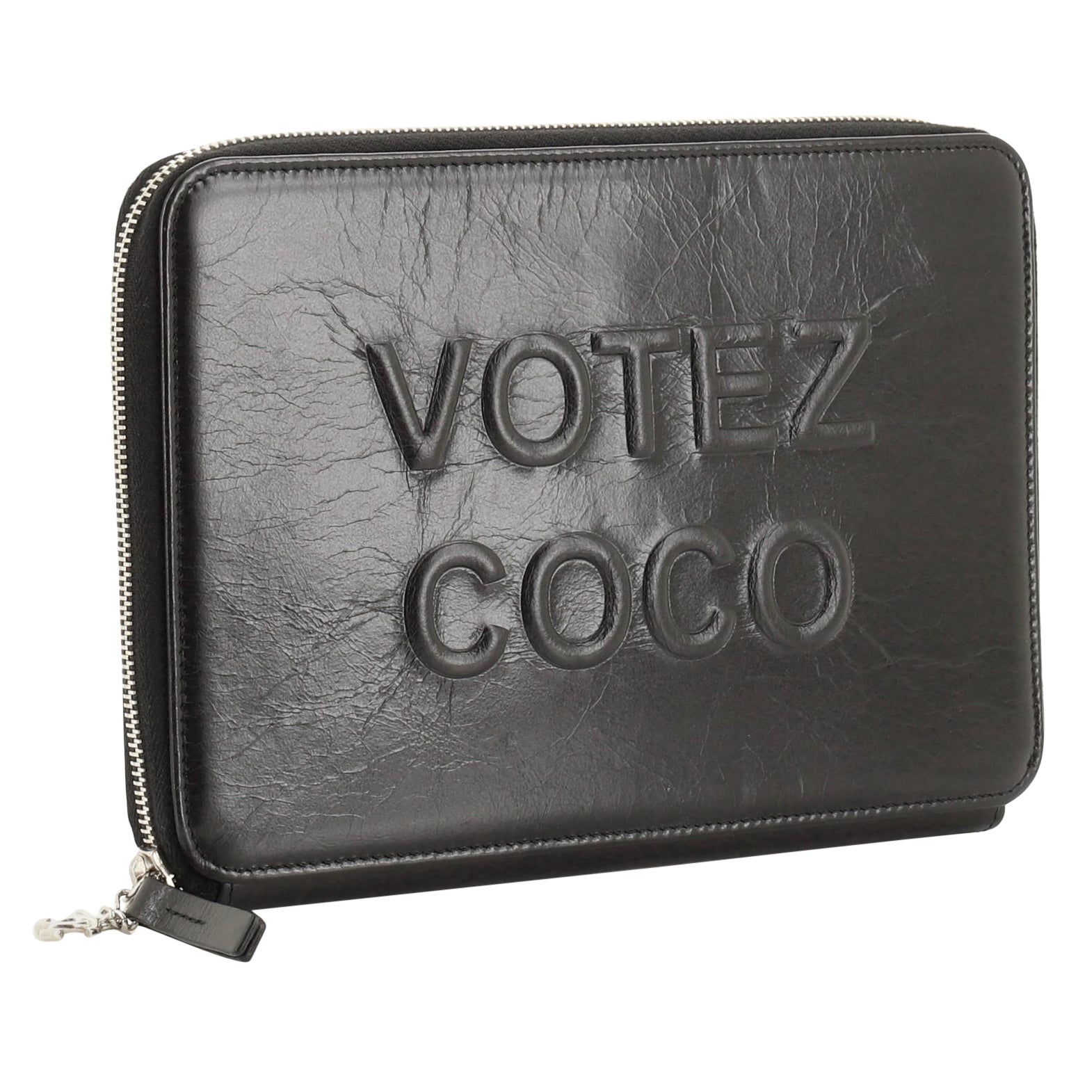 Chanel Votez Coco Clutch Embossed Leather Black