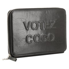 Chanel Votez Coco Clutch Embossed Leather Black