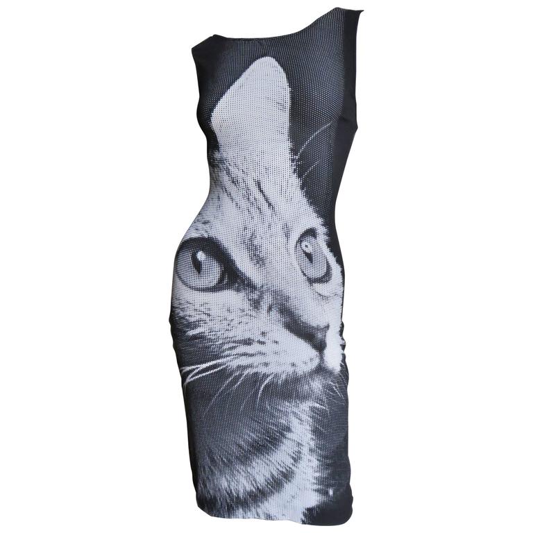 Dolce and Gabbana Vintage Silk Cat Print Dress at 1stDibs dolce