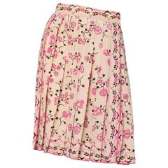 1960s Emilio Pucci Floral Print Silk Skirt For Sale at 1stDibs