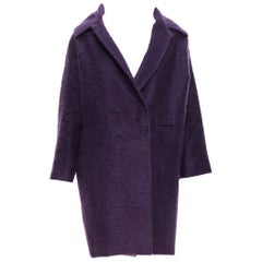 ROMEO GIGLI JOYCE Manteau cocon à double berasted en laine violette et fuselée FR36 S