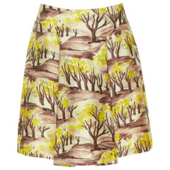 Marni, gonna a pieghe con illustrazione di alberi gialli e marroni IT40 S