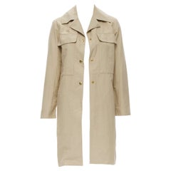MARNI safari beige flap breast pocket gold button trench coat IT36 XS