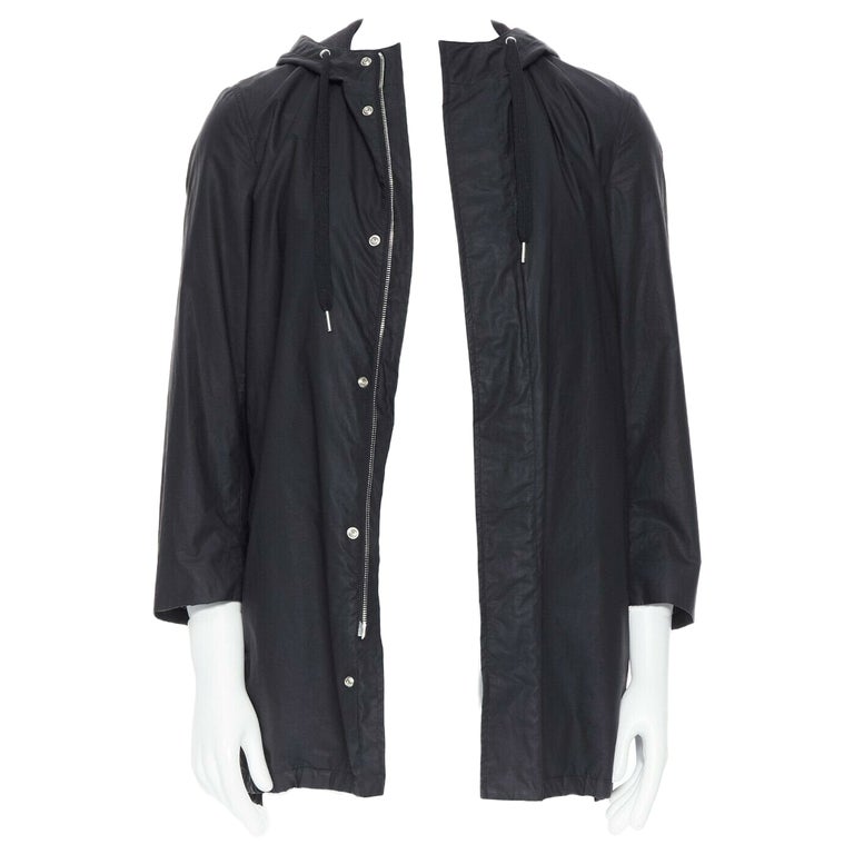 DIOR HOMME black hooded utilitarian drawstrings zipper windbreaker jacket  For Sale at 1stDibs