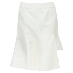 MARNI white cotton linen asymmetric step hem pleated flared skirt IT42 S