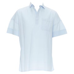 VALENTINO light bluesoft cotton fused sleeve single pocket boxy shirt top EU39 M