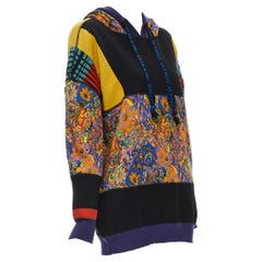 ETRO psychedelic floral patchwork logo drawstring pullover hoodie IT46 L