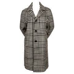 2014 SAINT LAURENT single breasted houndstooth wool runway coat