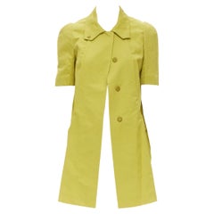 MARNI - Manteau à manches courtes en soie jaune chamois à couture plissée, taille IT 38 XS