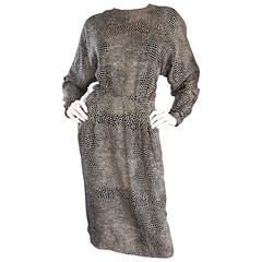 Adele Simpson for Neiman Marcus Vintage Lizard Print Black + Ivory Silk Dress 3