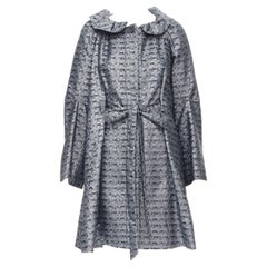 MARC JACOBS metallic blue floral jacquard belted front flared opera coat XS