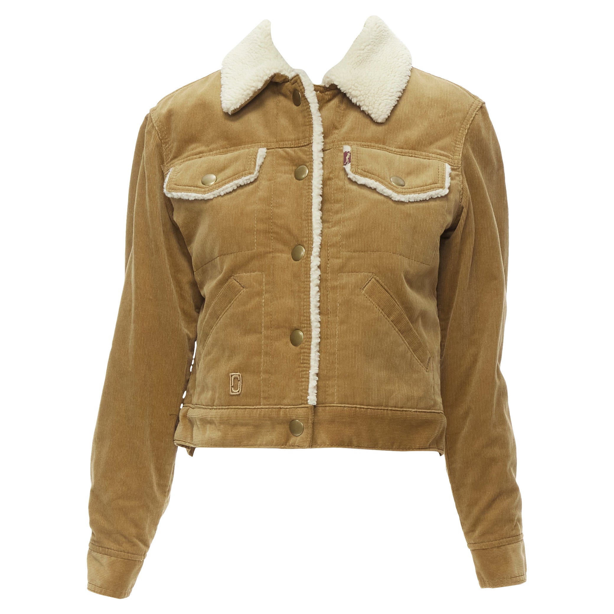 MARC JACOBS brown corduroy faux shearling lined trucker jacket XS For Sale