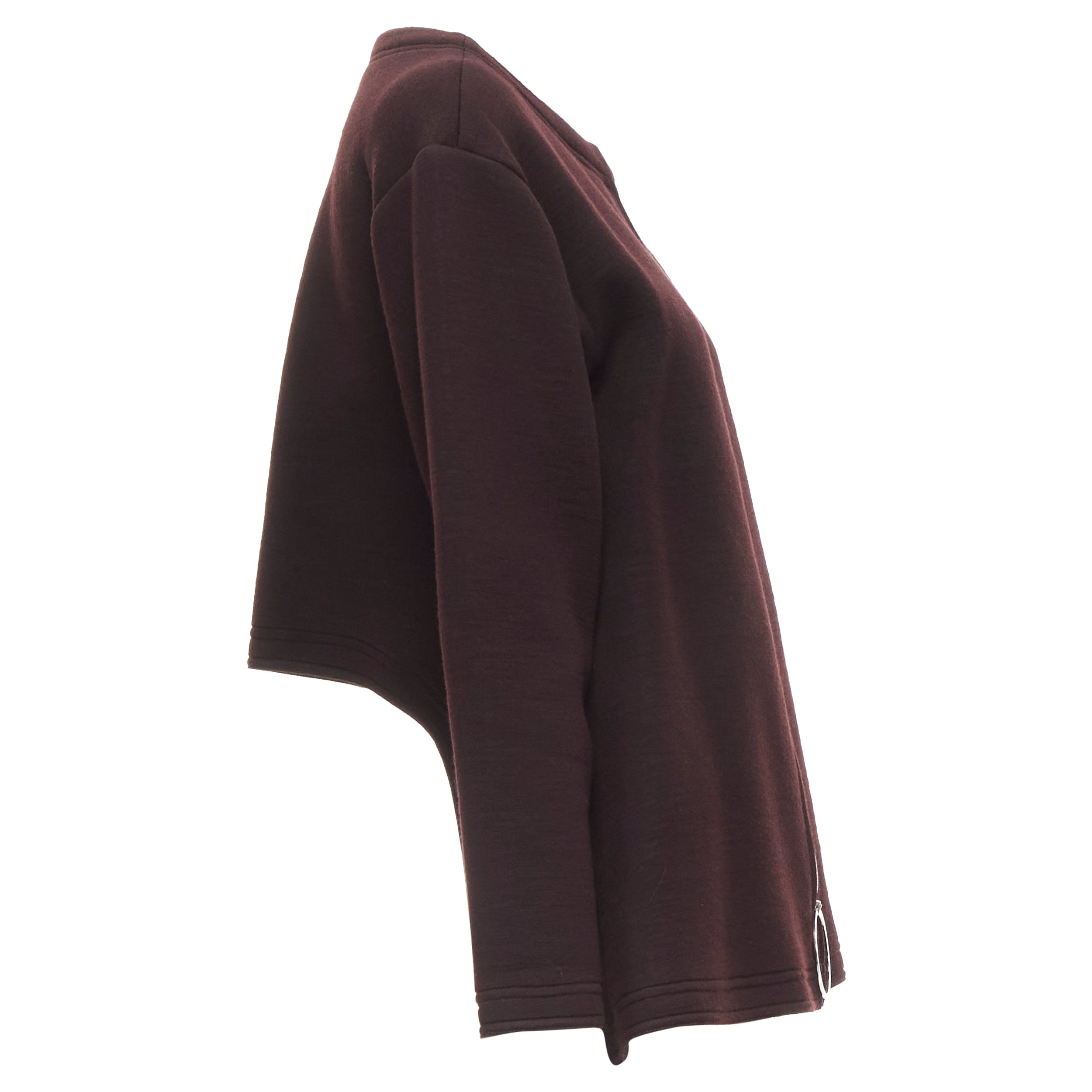 MARNI dark purple cotton wool silver ring cut out A-line cocoon jacket IT36 XS For Sale