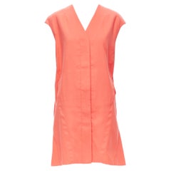 Used MARNI coral pink cotton silk pleated bubble back boxy sleeveless dress IT40