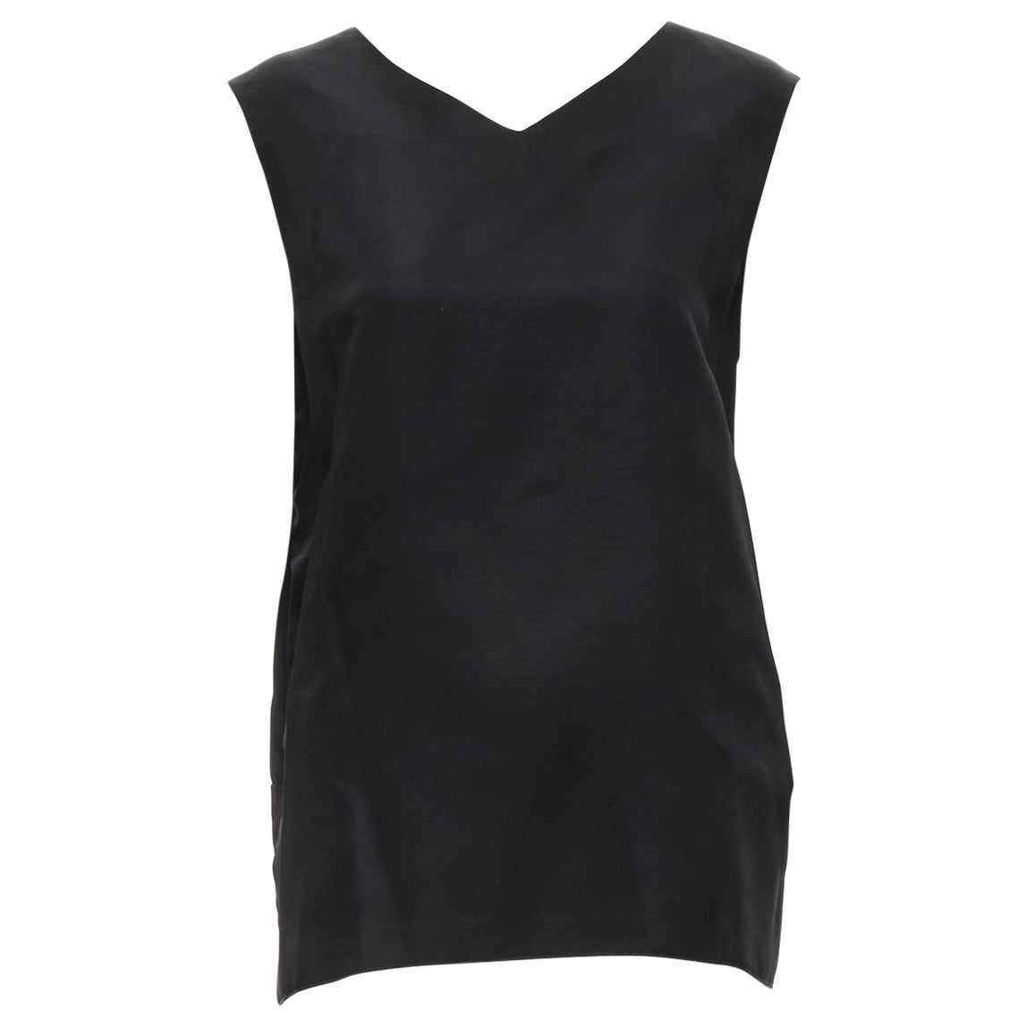 MARNI black V-neck heavy acetate panelled back hem sleeveless boxy top IT38 XS