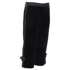 LOUIS VUITTON black velvet ribbon bow trim cropped trousers FR40 M