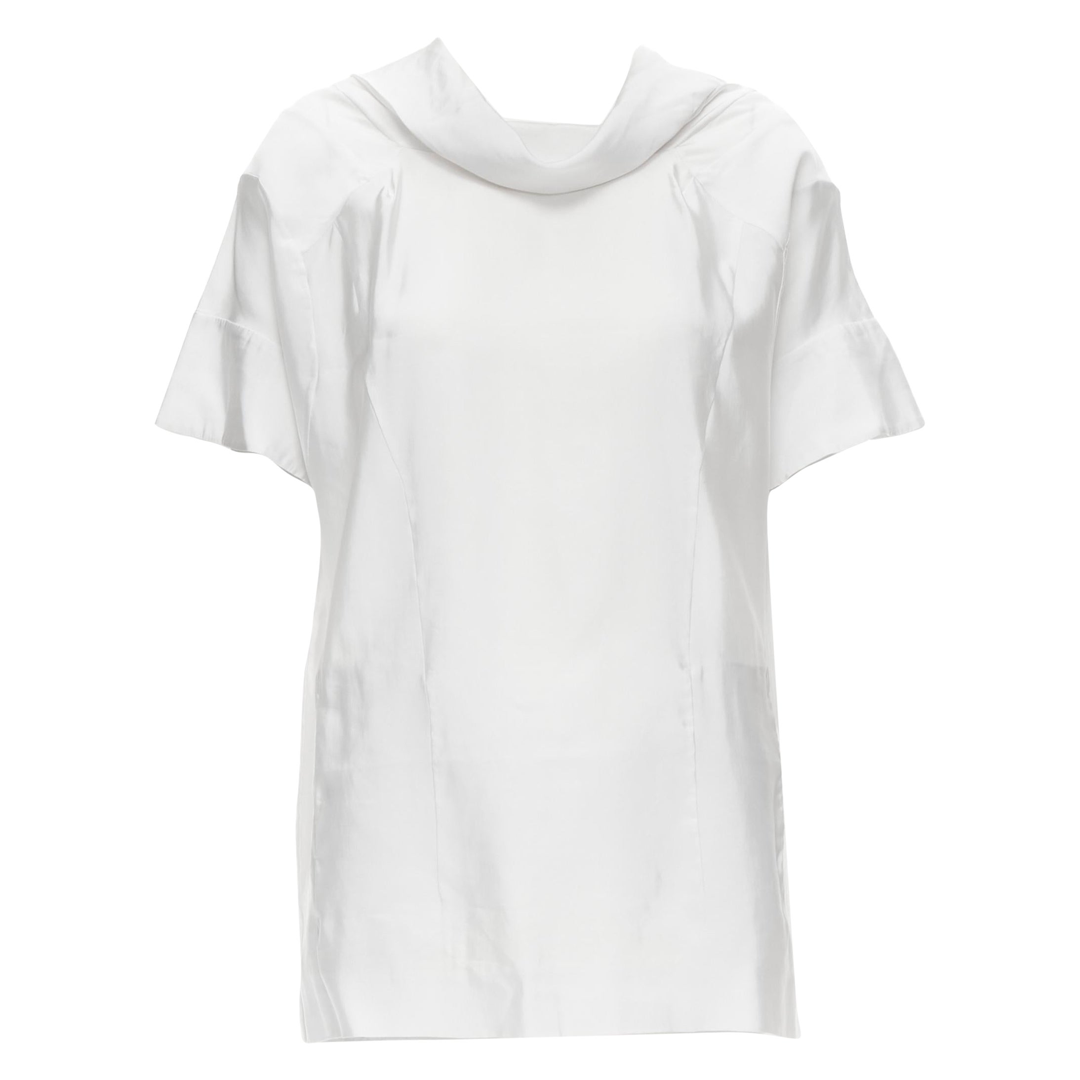 MARNI white viscose cowl neck curved seam slit pocket top IT38 XS For Sale