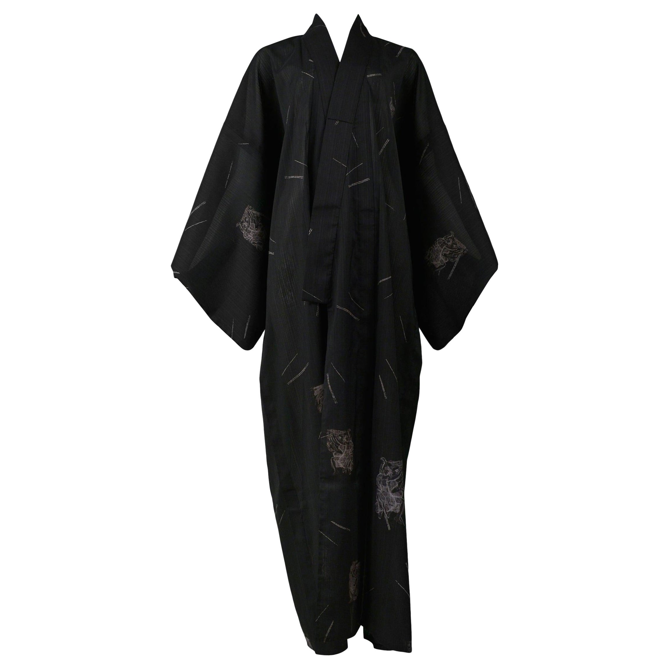 Jean Paul Gaultier Black & Gray Dancers Kimono Robe 2002 For Sale