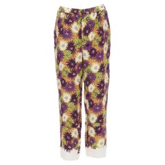 MARNI brown purple green floral print elasticated waist trousers pants S