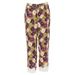 MARNI marrone, viola, verde, stampa floreale, pantaloni elasticizzati in vita S
