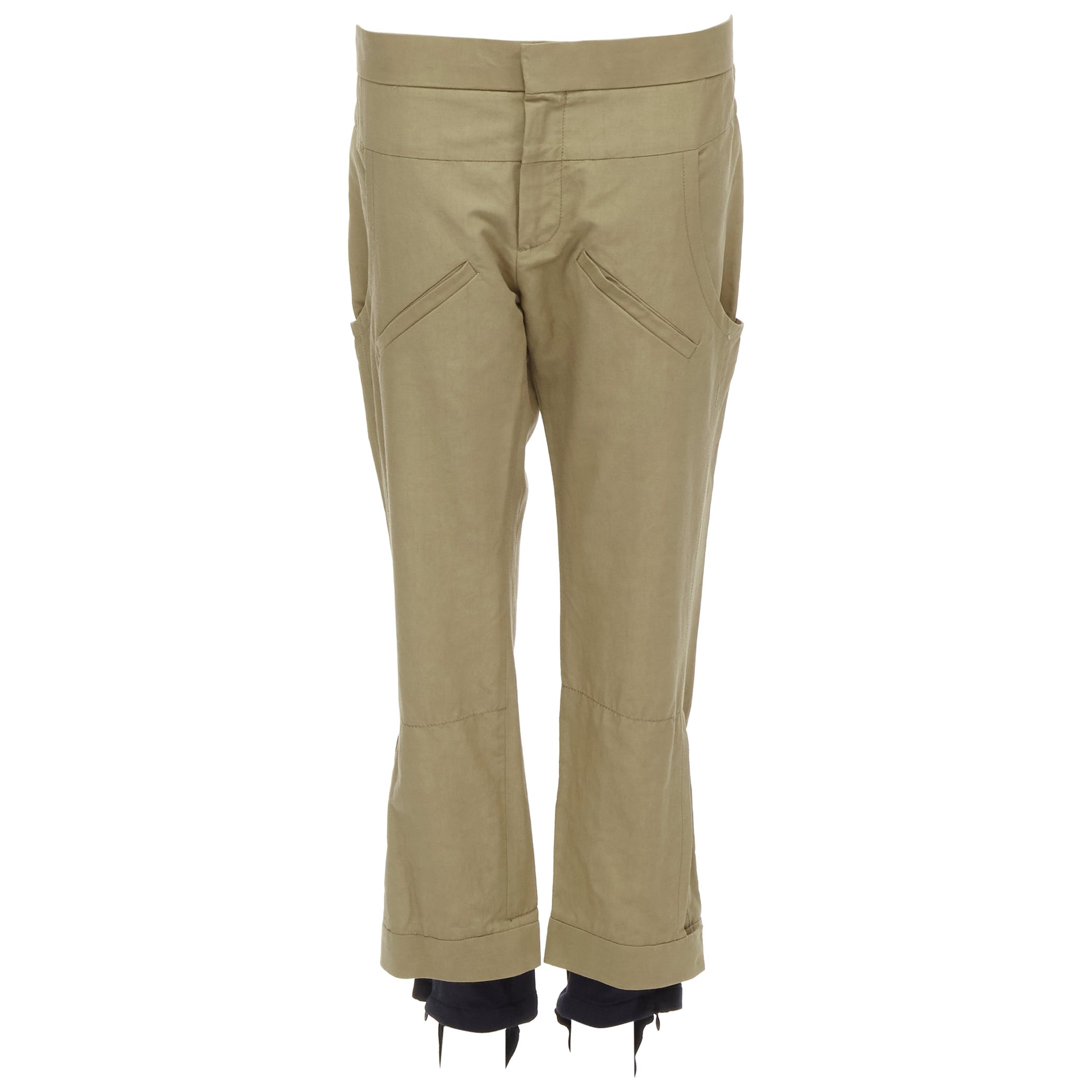 MARNI brown cotton layered hem stirrup jodphur pants IT42 S For Sale
