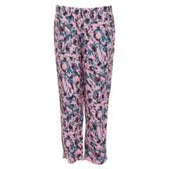 MARNI - Pantalon droit à imprimé abstrait bleu et rose 100 % viscose IT42 S