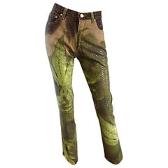 Roberto Cavalli Vintage Marijuana "Pot Leaves" Sequin 1990s Jeans / Pants