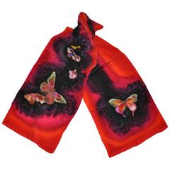 Mehrfarbiger handgefärbter „„Schmetterlinge“-Seidenschal