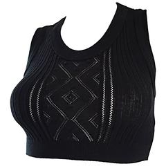 Important Vintage Jean Paul Gaultier Black Hand Crochet Crop Top Bodycon Tank 12