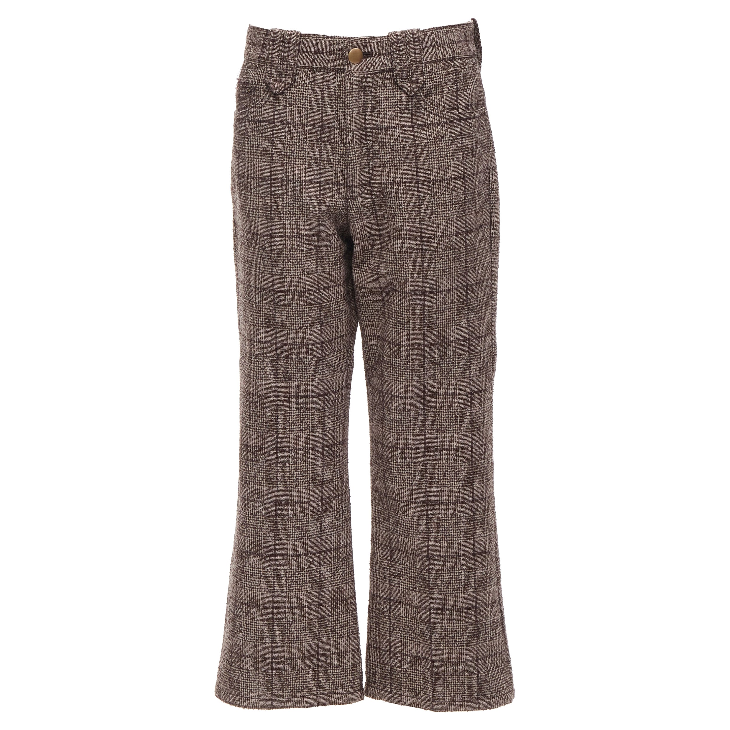 MARC JACOBS brown check tweed boucle wide leg cropped pants US2 XS For Sale