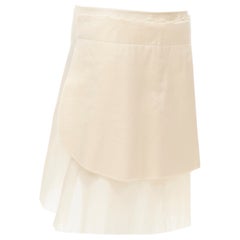 vintage COMME DES GARCONS 1997 beige impilato taglio vivo arrotondato pin wrap gonna XS