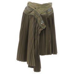 vintage JUNYA WATANABE 2006 military green deconstructed zipper pleated skirt  S