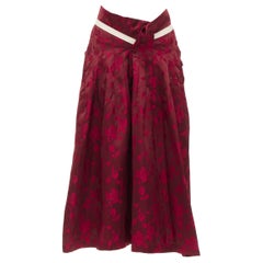 vintage JUNYA WATANABE 1996 red floral jacquard contour panel bustle skirt S
