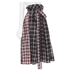 MARC JACOBS black red plaid check print belted skirt US2 S