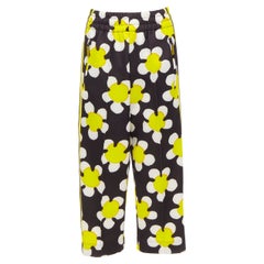 MARC JACOBS - Pantalon marguerite à larges jambes et bordure latérale jaune, noir et blanc, taille US 0 XS