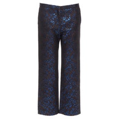 MARNI Pantalon à jambes larges en jacquard floral bleu et marron métallisé taille IT 42 M
