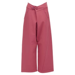 MARNI pink viscose wool curved seam loop button wide leg pants IT36 XS