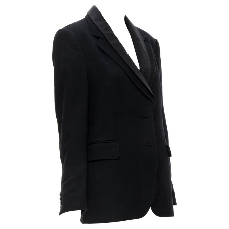 DRIES VAN NOTEN black double notched shawl collar blazer jacket FR38 S ...