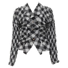 Vintage COMME DES GARCONS 1989 Grauer schwarzer Blazer mit Hahnentrittmuster M