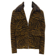 BOTTEGA VENETA 2018 tiger stripe corduroy shearling collar safari jacket EU48 M
